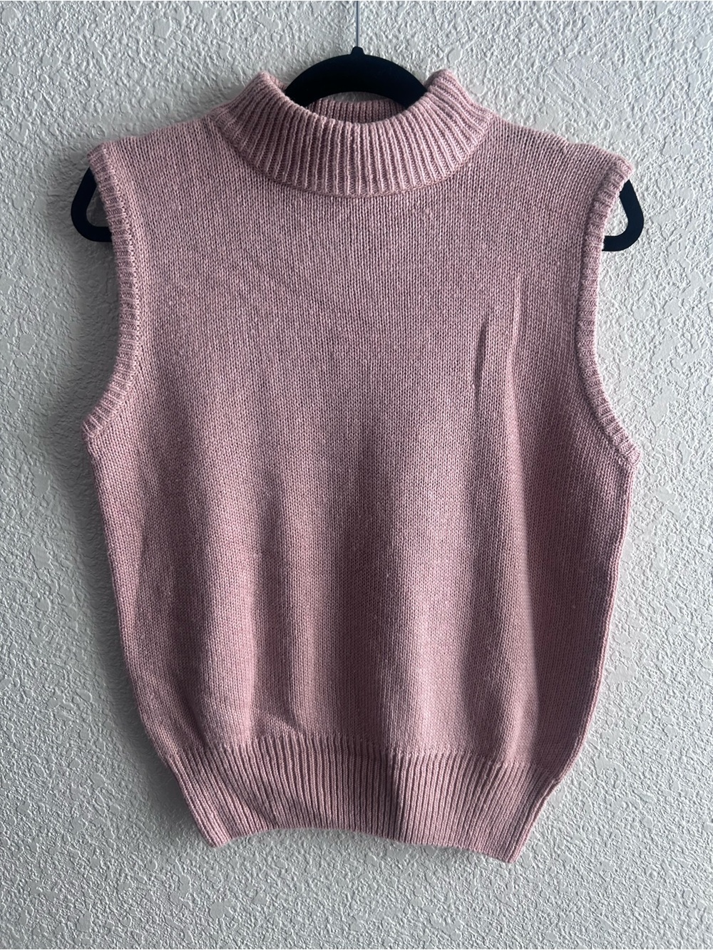 Vintage J.G. Hook Silk Cotton Linen Pink Mock Neck Feminine Sweater Vest - Picture 1 of 6